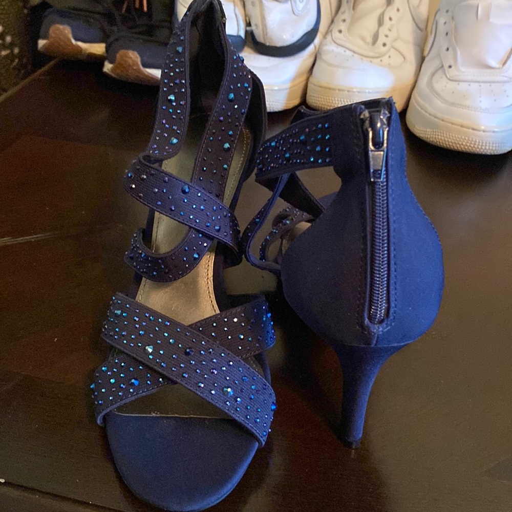 Amelia Grace Navy Blue Dress Studded High Heels
